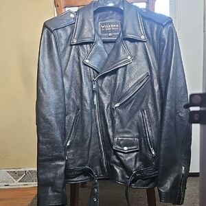 Wilson Black Leather Men's Motorcycle Jacket